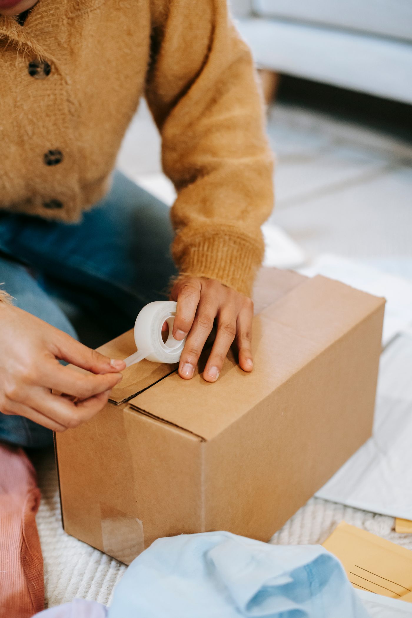 Taping up a parcel to post